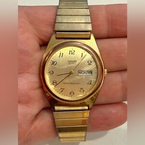 Vintage SHARP Men's Gold Tone Watch | NEW BATTERY - Watch Word Great!